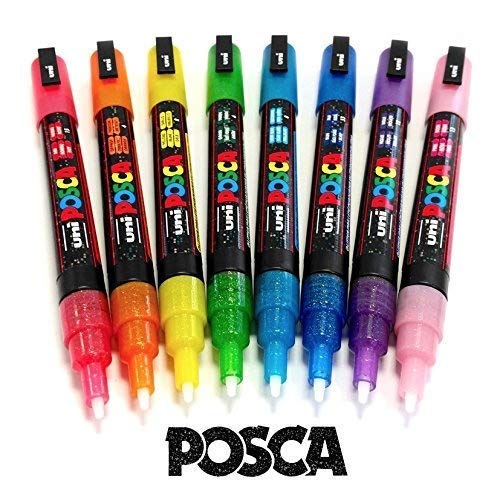 Se Uni Posca / PC-3ML / 0,9-1,3 mm. / Fine Glitter Light Blue hos HC Farver