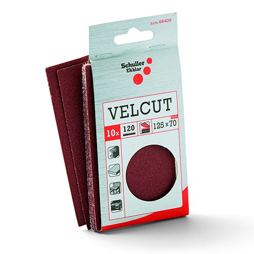 Velcut - 10 stk. Sandpapir m/ velcro - str.125x70mm.