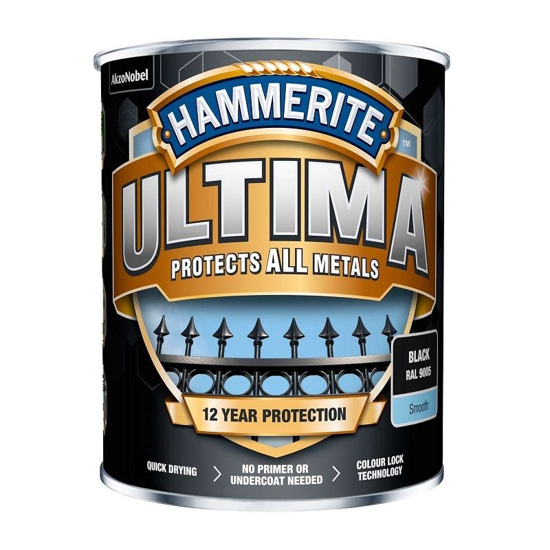 Billede af Hammerite Ultima - 750 ml. Sort (Ral 9005) hos HC Farver