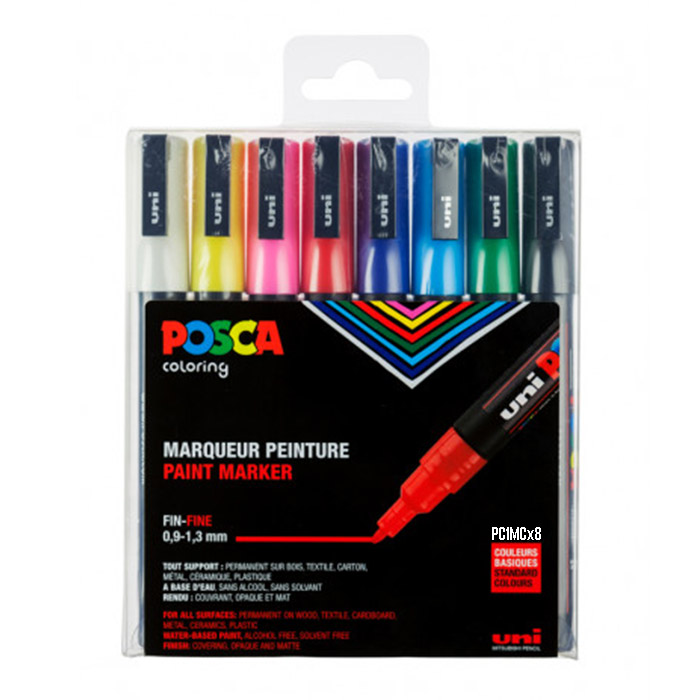 Billede af Uni Posca 8 stk. / PC1MCx8 / 0,7 mm. / E... hos HC Farver