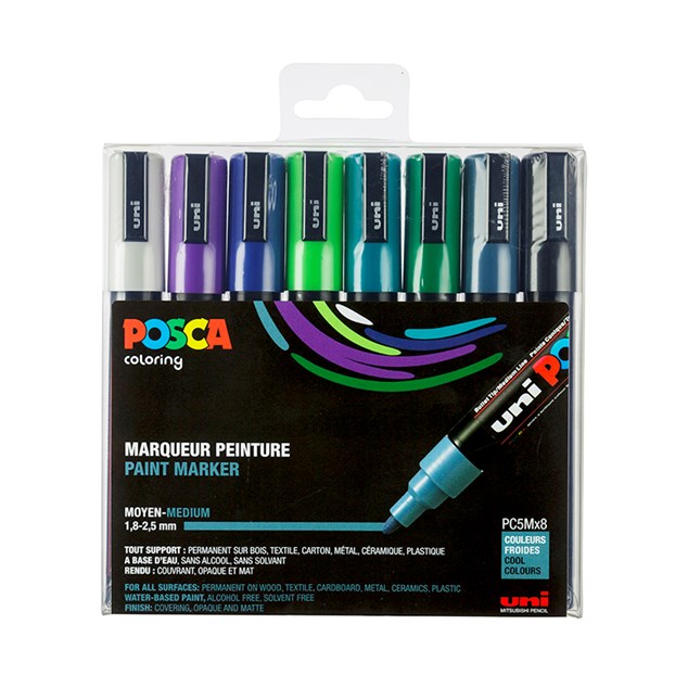 Uni Posca 8 stk. Kolde farver / PC5Mx8 