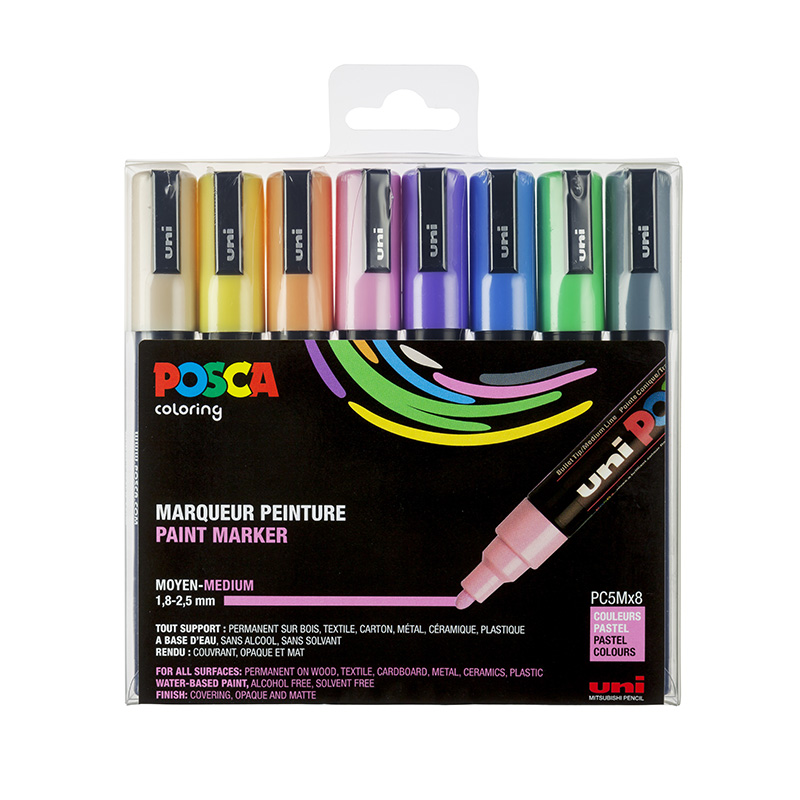 Billede af Uni Posca 8 stk. Pastel / PC5Mx8 hos HC Farver