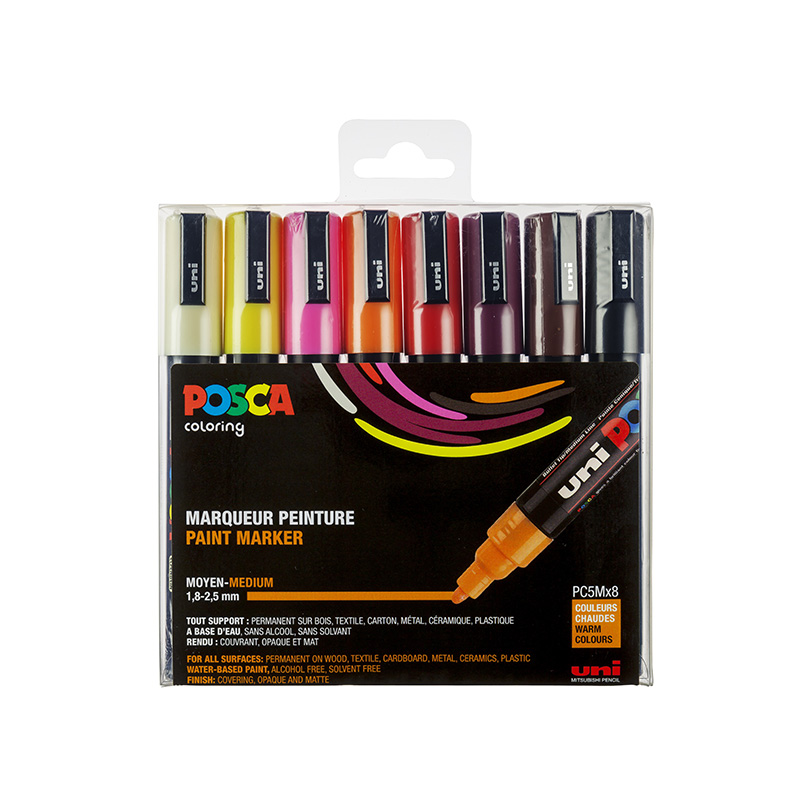 Uni Posca 8 Stk. Varme Farver / Pc5mx8