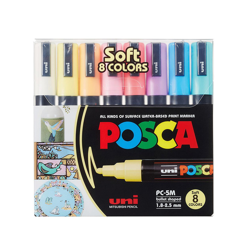 Se Uni Posca 8 stk. Soft colors / PC5Mx8 hos HC Farver