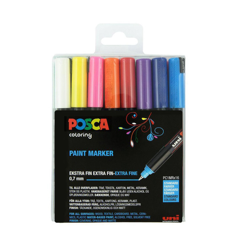 Se Posca Tusser Sæt Standard Farver PC-1MR - 16 stk. hos HC Farver