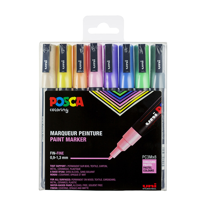Uni Posca 8 stk. / PC3MX8 / pastel farve...