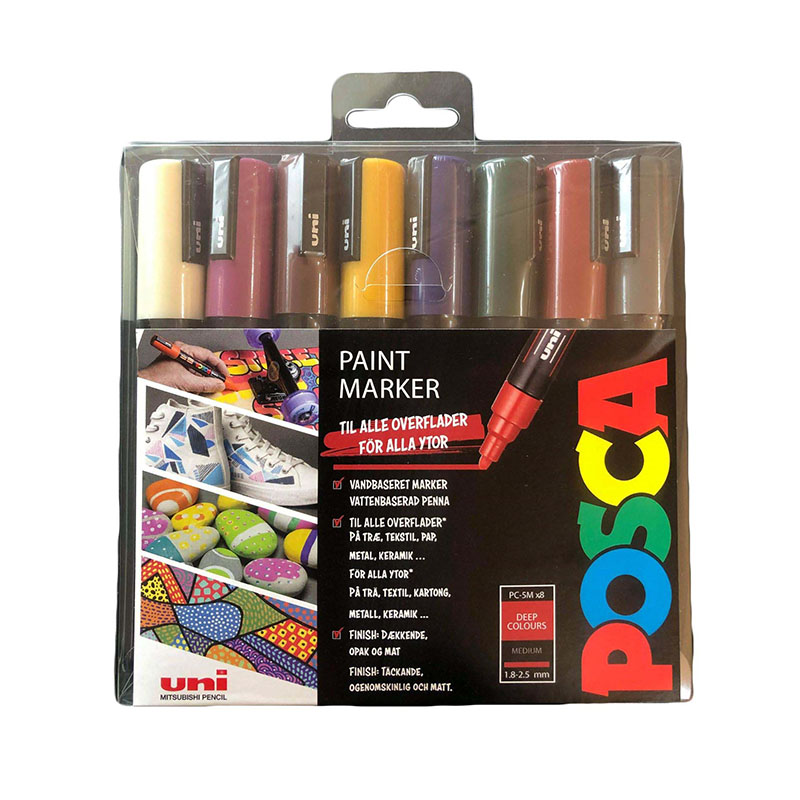 Se Uni Posca 8 stk. Dybe farver / PC5Mx8 hos HC Farver