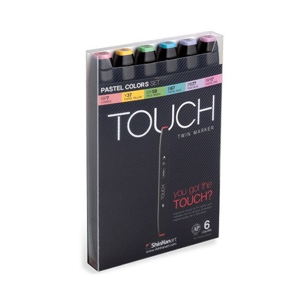 Touch Twin Marker - sæt m/6 populære pastel farver