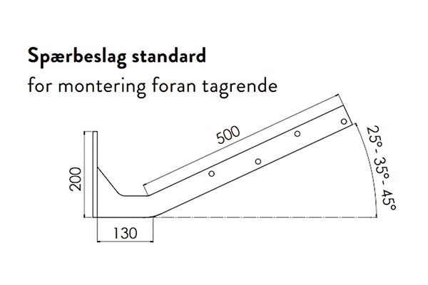 Spærbeslag til tagspær - vælg imellem 3 hældninger 