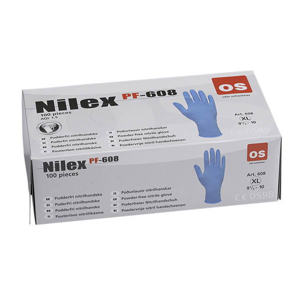 Billede af Nilex 608 PF nitrigelhandsker - 100 stk.... Large hos HC Farver