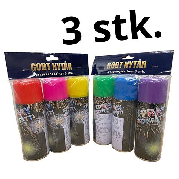 Serpentiner spray på tilbud - 3 stk. 