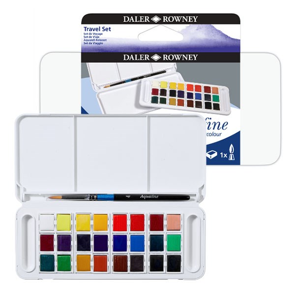 Daler Rowney akvarel m/24 farver + akvarelpensel